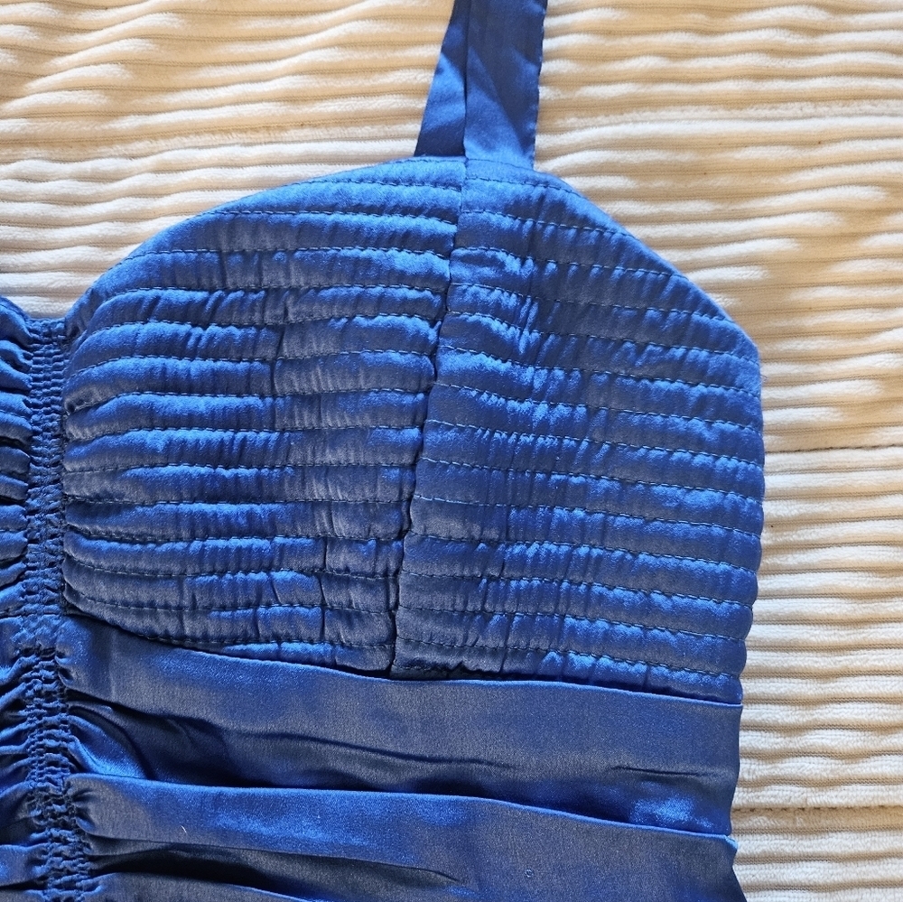BOG Collective Blue Ruched Tank Top Size L - Picture 2 of 10